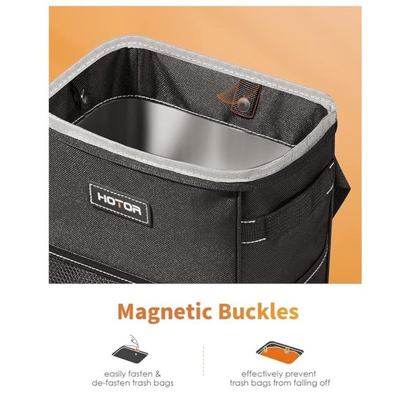 Car Trash Can with Lid and Storage Pockets - Picture 5 of 5